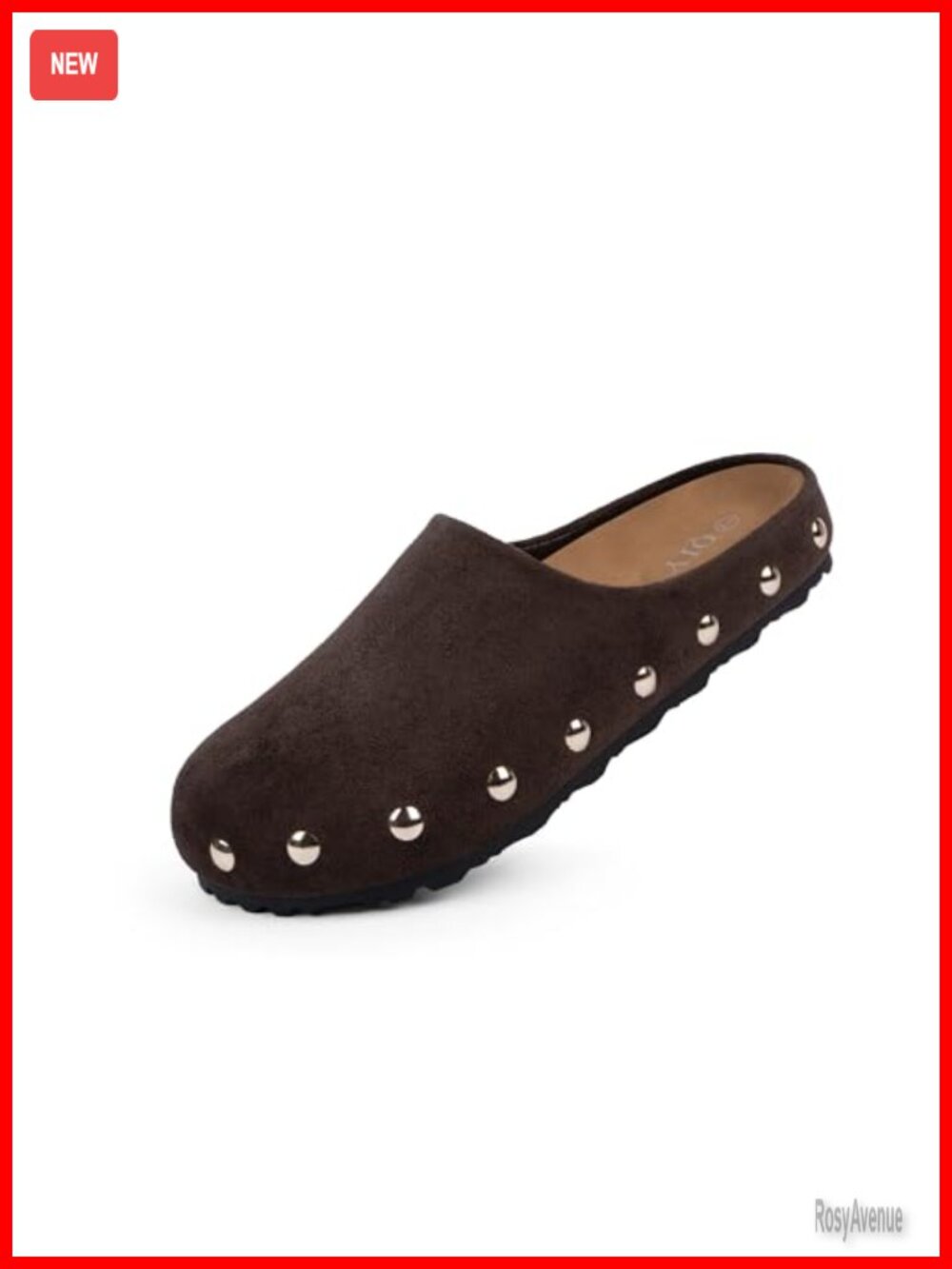 Women's Faux Suede Studded Mules Clogs Slip On Round Toe Comfortable Footbed - Picture 3 of 6